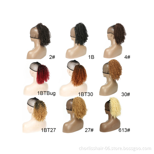 Wholesale Grey Curl Natural Wave Claw-Clip Drawstring Ponytail Extension Hairpiece Synthetic Hair Ponytails For Women Girl
